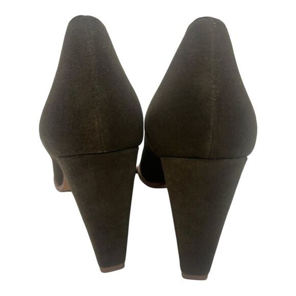 ANTHROPOLOGIE BETTYE MULLER Olive Green Suede Heels Size 8 M - Picture 6 of 9